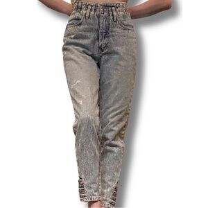 VTG Jordache High Rise Button Ankle 100% Cotton Acid Wash Tapered Leg Jeans 27